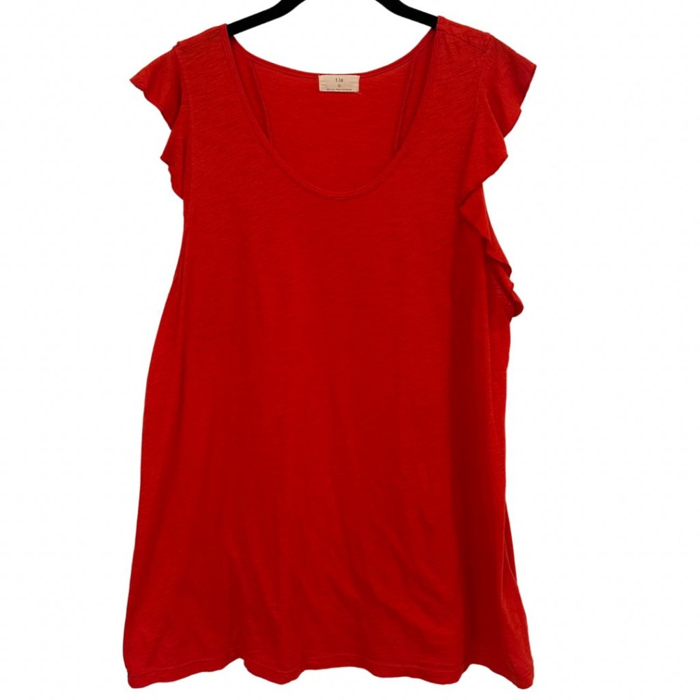 Anthropologie T.La Orange Top with Self-Ruffle Edge Around Shoulder and Back